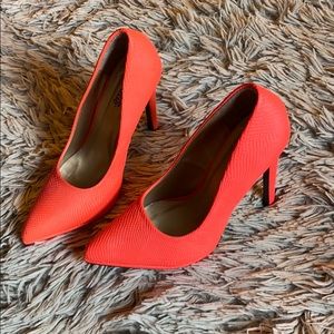 neon pink snake skin heel